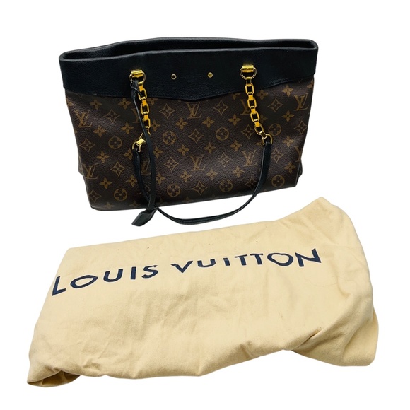 LOUIS VUITTON BROWN / BLACK PALLAS CHAIN SHOPPER MONOGRAM CANVAS BAG - Picture 11 of 16